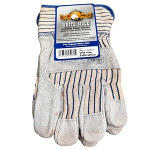 Wells Lamont White Mule Leather Palm Gloves One Size Mens Heavy Duty Suede NWT